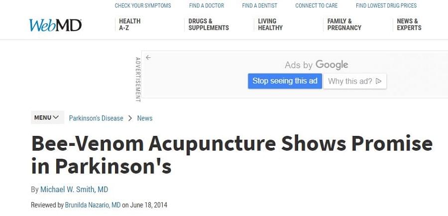 New Breakthrough--Bee Venom Acupuncture Shows Promise In Parkinson's