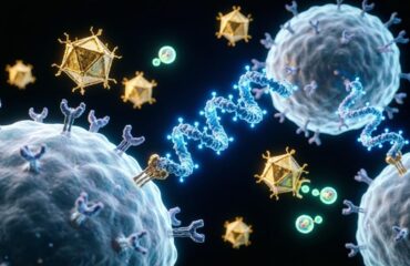 bee-venom-medical-research-peptide Bee venom medical research concept showing peptide structure and biotechnology laboratory environment