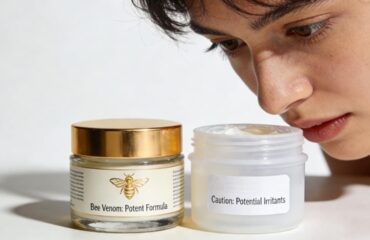 bee-venom-products-buying-guide Consumer comparing bee venom products and checking ingredient labels to avoid buying mistakes