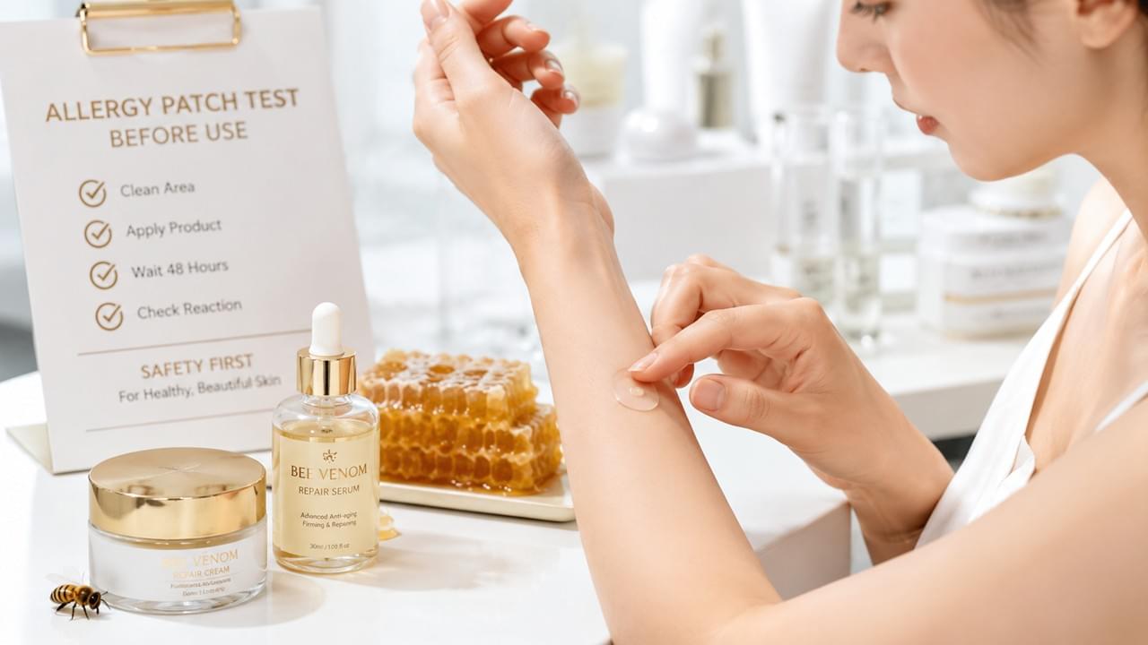 Bee Venom Product Safety allergy patch test before using bee venom skincare products